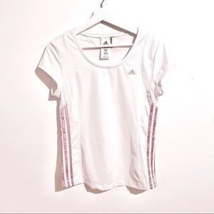 ADIDAS Climacool Women’s T-shirt 3 Stripes White Pink size M